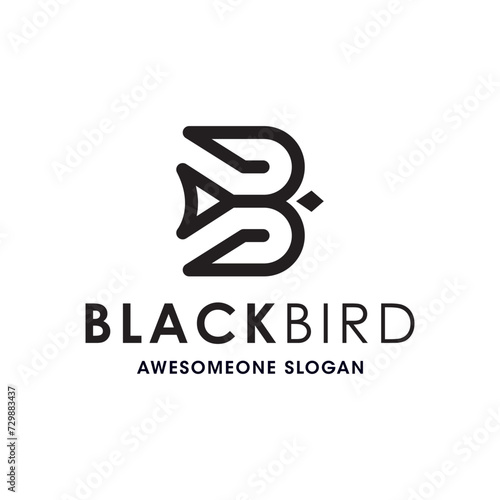 letter b wit bird concept logo design vector