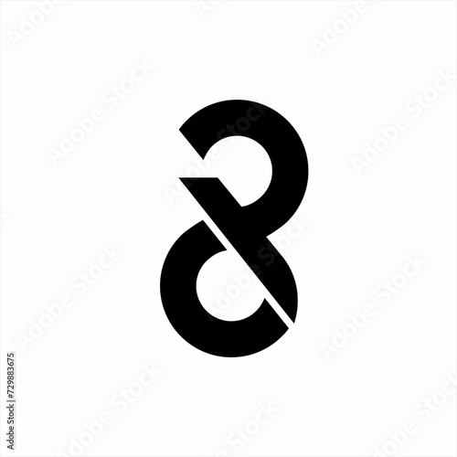 Number 8 logo design with letter C R concept.