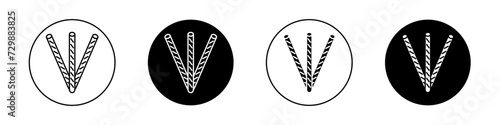 Pretzel Sticks Icon Set. Food Design Vector Symbol in a black filled and outlined style. Snack Table Illustration Sign. photo