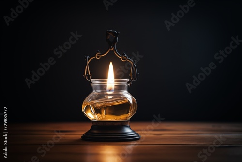 an oil lamp flickering in the dark