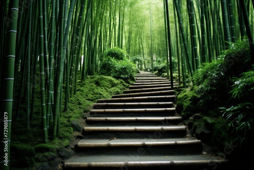 Exploring an exquisite trail in the serene bamboo forest. Journey into tranquility.