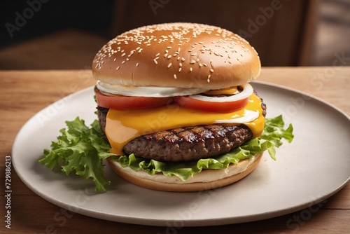 Luscious cheeseburger, with its juicy meat and melted cheese, is a decadent indulgence.