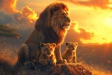 Lion Family Photo Shoot A Candid Moment in the Lion's Den Generative AI