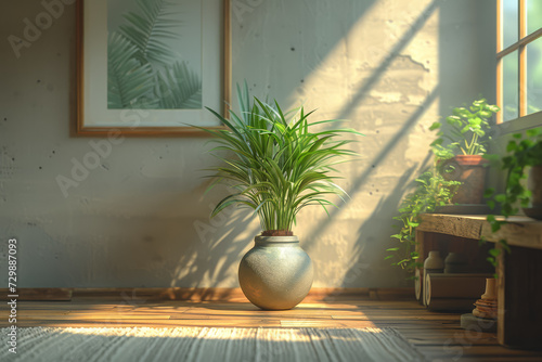 A professional turning to a simpler life, finding joy in minimalism and decluttering. Concept of minimalism and finding contentment in simplicity. Generative Ai.