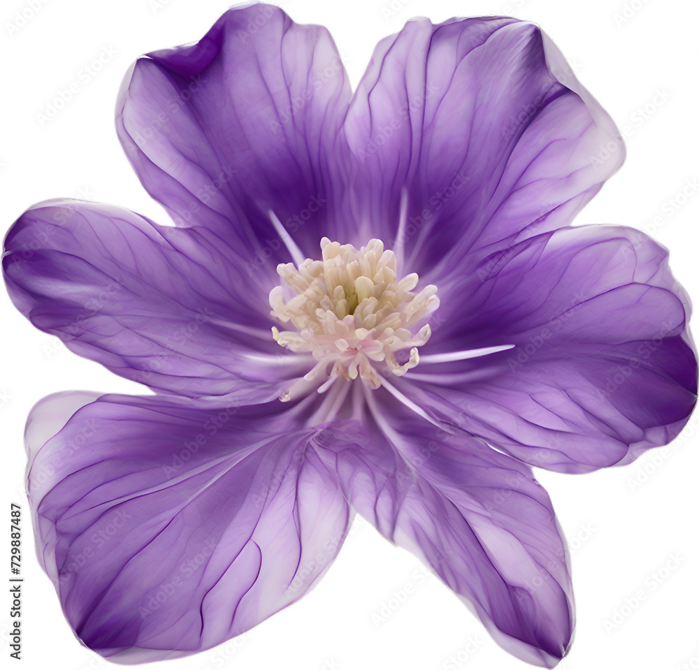 Violet flower. Close-up glowing translucent violet color flower. Violet flower. Close-up glowing translucent violet color flower.