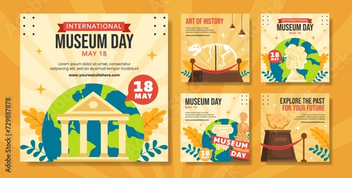 Museum Day Social Media Post Flat Cartoon Hand Drawn Templates Background Illustration