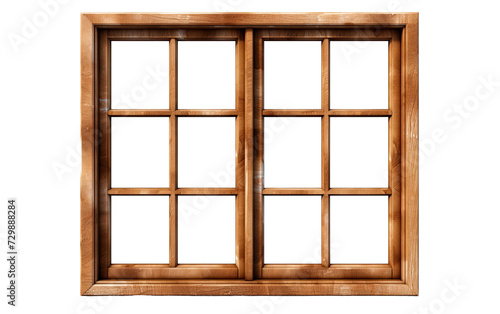 Brown window door frame on a White or Clear Surface PNG Transparent Background.