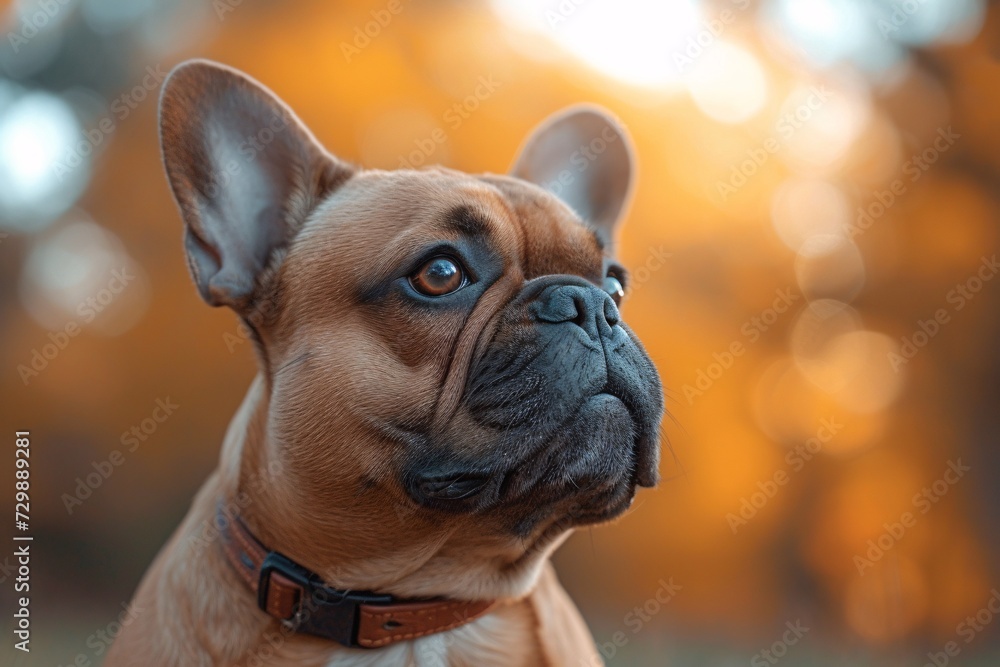 Fall Fashion A French Bulldog's Golden Retriever Collar Generative AI