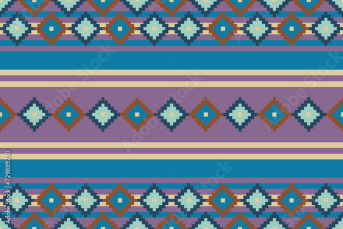 Beautiful ethnic seamless pattern in tribal.Ikat textile texture in native American,Mexican,African style.Aztec geometric fabric folk art.Boho ornament.Design for carpet, wallpaper,clothing,rug,woven.