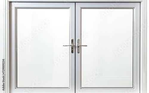 Silver Door Window Frame on a White or Clear Surface PNG Transparent Background.