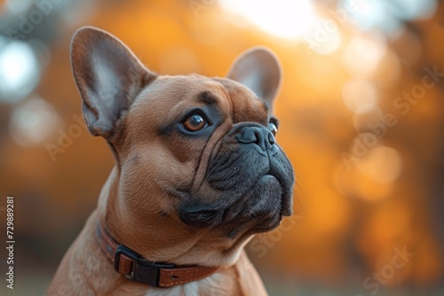 Fall Fashion A French Bulldog's Golden Retriever Collar Generative AI © riya
