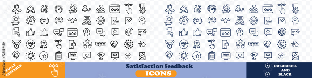Satisfaction feedback icons Pixel perfect. review,client,application, ...