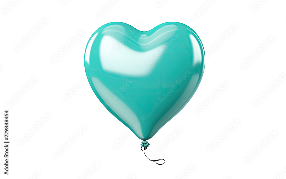 Turquoise Heart Balloon on a White or Clear Surface PNG Transparent Background.