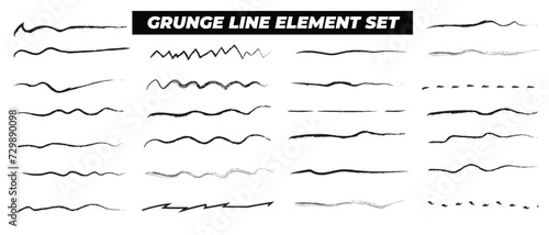Set of vector grunge artistic pen brushes. Abstract Hand drawn grunge ink strokes, Vector illustration scribble strokes and design elements 6 4 5 photo