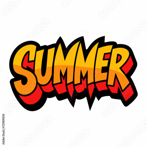 The word SUMMER in street art graffiti lettering vector image style on a white background.