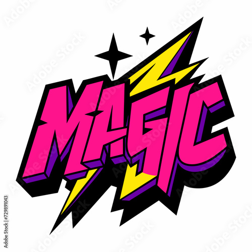 The word MAGIC in street art graffiti lettering vector image style on a white background.