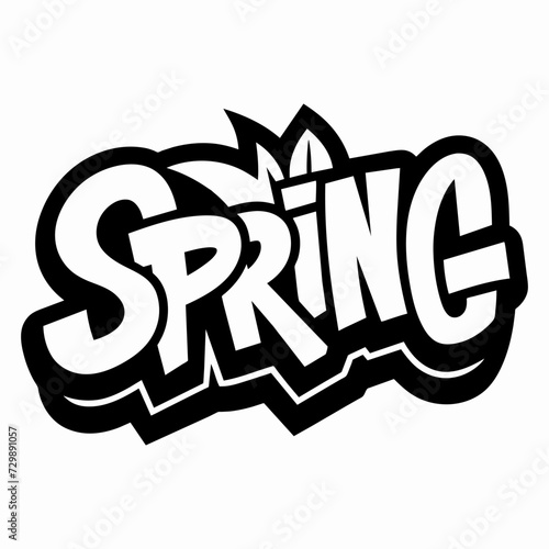 The word SPRING in street art graffiti lettering vector image style on a white background.