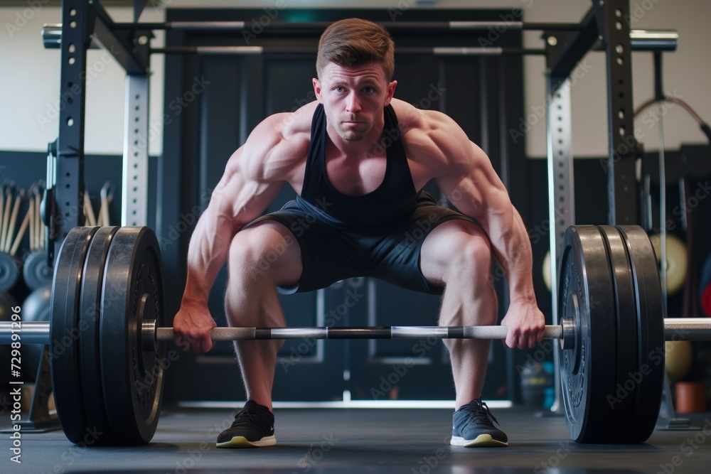 man in a squat position starting a deadlift man in a squat position starting a deadlift