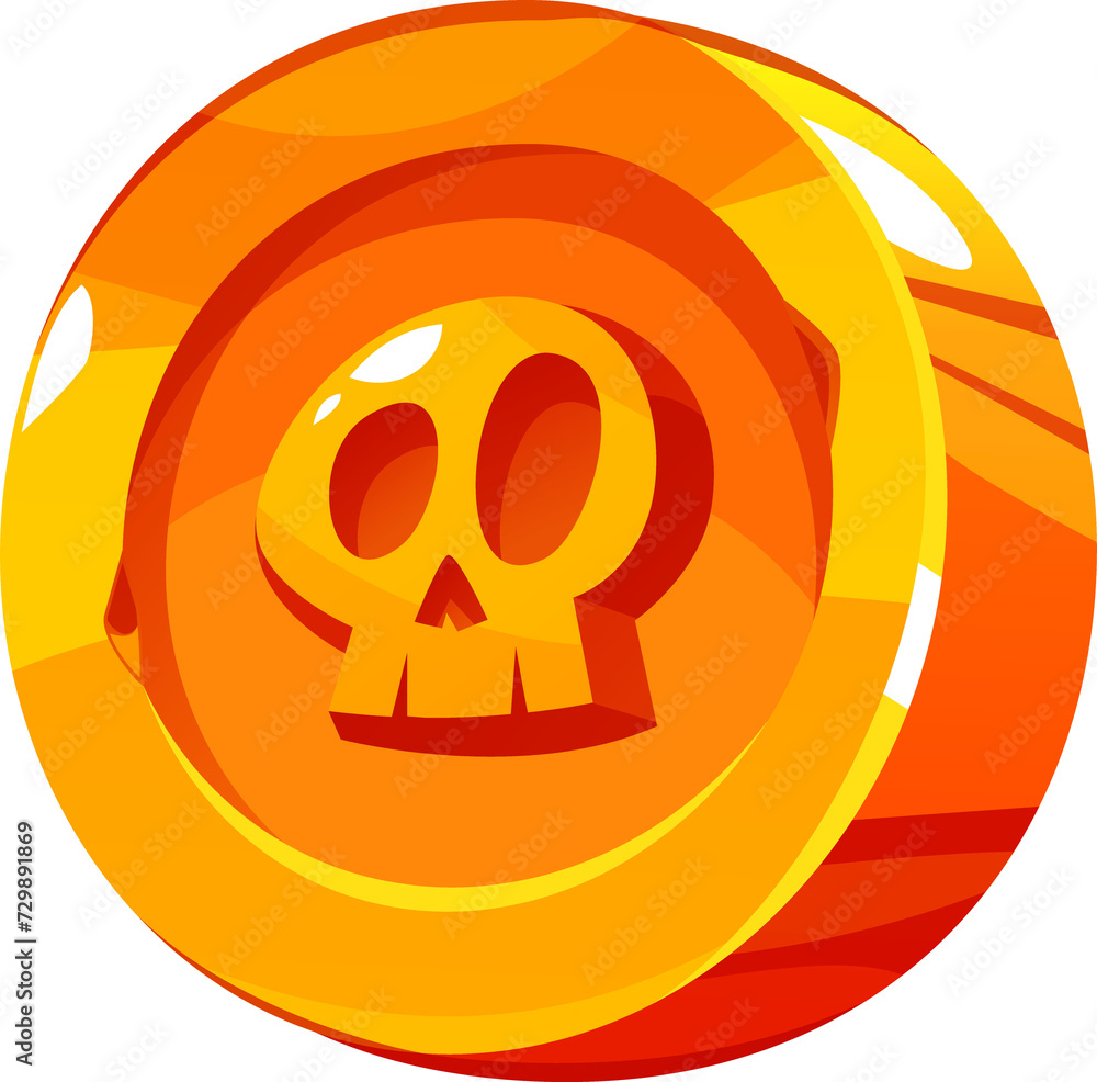 Gold Pirate Coin with Skull Gold Pirate Coin with Skull
