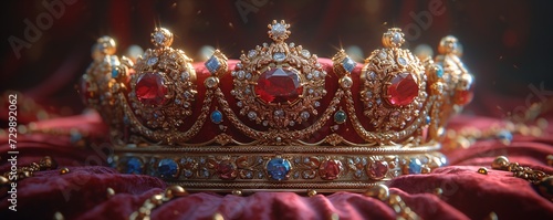 Golden Crown with Red Jewels A Royal Treat for the Month of Love Generative AI