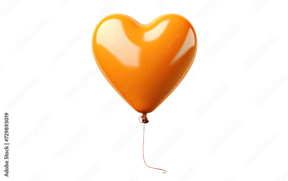 Orange Heart Balloon on a White or Clear Surface PNG Transparent Background.