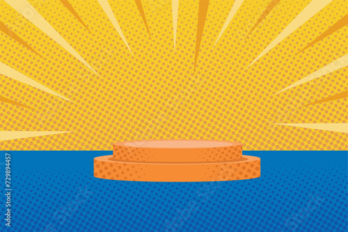 promotional podium display with comic concept in vector