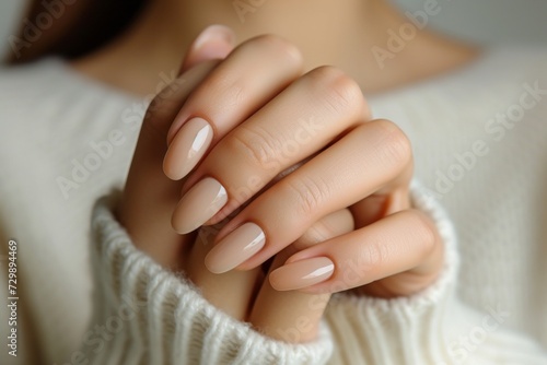 Elegant Neutral Manicure Close-up.