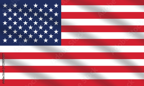 Flat Illustration of the United States flag. United States national flag design. United States wave flag. 