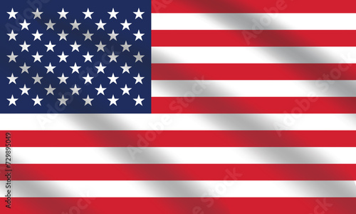 Flat Illustration of the United States flag. United States national flag design. United States wave flag. 