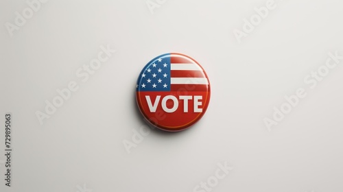 Voting button with USA flag on white background. 3D rendering