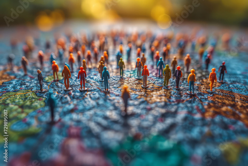 A world map with pins marking the diverse origins of a community's residents, illustrating a melting pot of cultures. Concept of community diversity and global connections. Generative Ai.