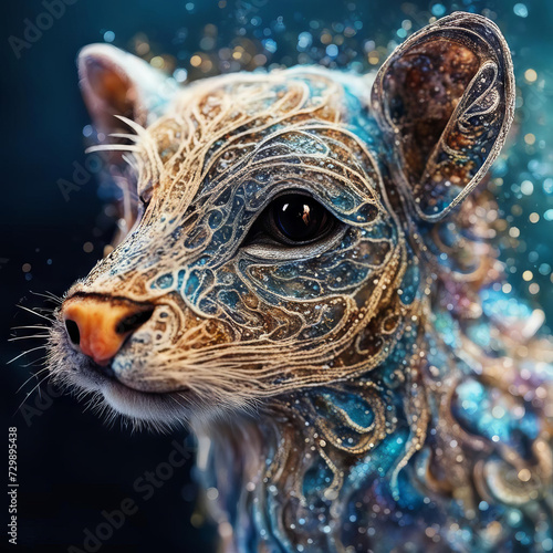 Abstract mammal with iridescent fur.