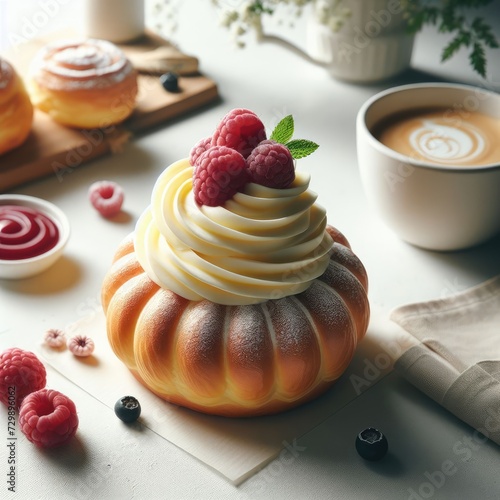 dessert with raspberry and cream