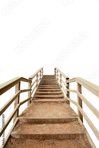 Outdoor wooden stairway isolated png