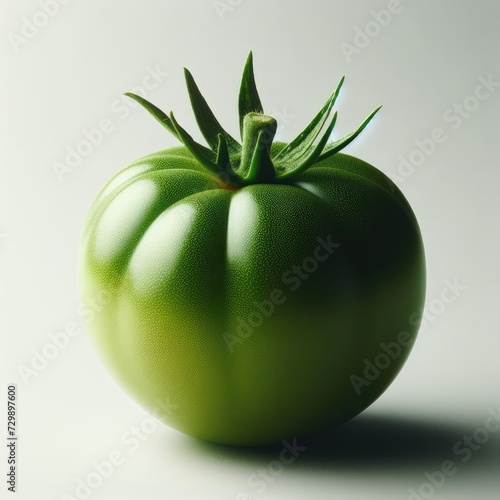 green tomato on a white