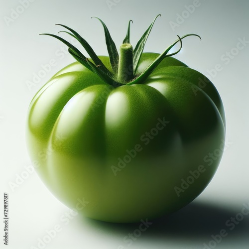 green tomato on a white