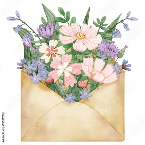 Tableau sur toile Spring Floral envelope, illustration