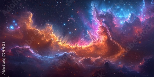 Galaxy Glow A Celestial Splash of Pink and Purple Generative AI