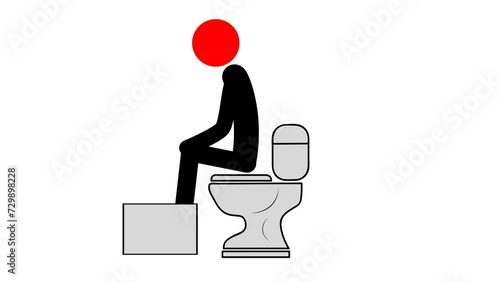 sit on the toilet correctly. medical recommendations. 4K video illustration.