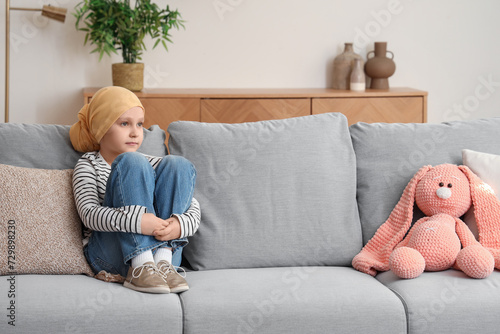Sad little girl after chemo...