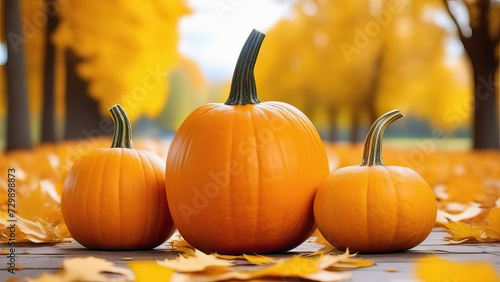 Pumpkins Amidst Autumn Foliage  Outdoor Fall Decor