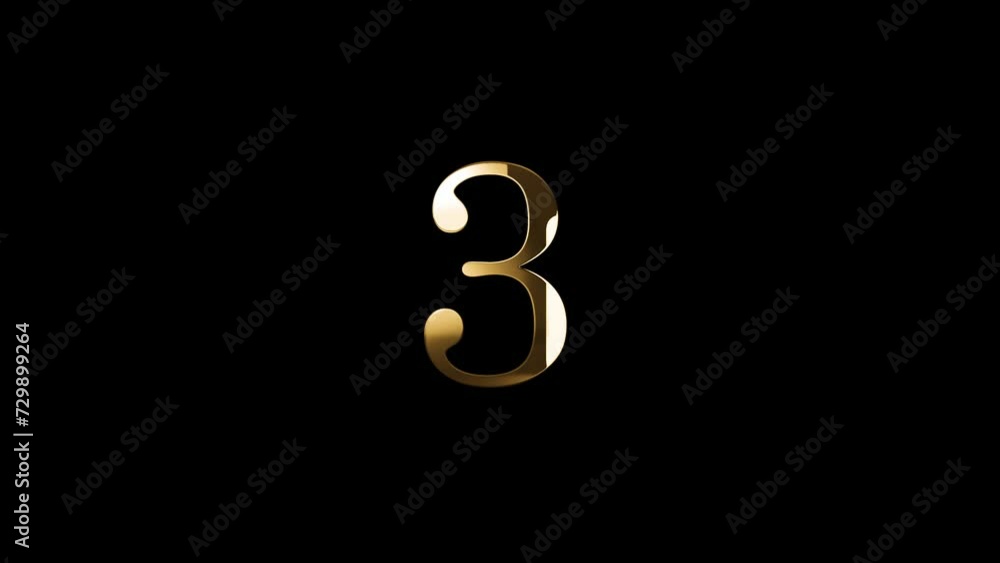 Golden number 3 with gold particles, alpha channel, golden numerology, golden number three Golden number 3 with gold particles, alpha channel, golden numerology, golden number three