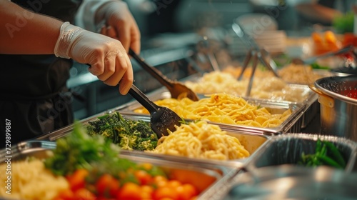A shot of food products being prepared in the kitchen, underscoring grocery s...