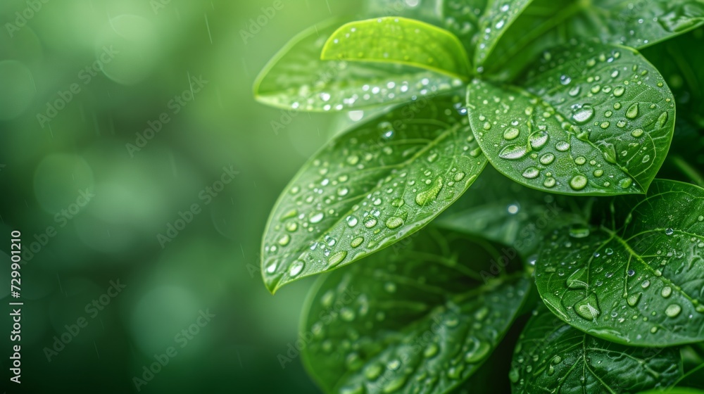 A macro shot of dew-kissed leaves, emphasizing organic skincare A macro shot of dew-kissed leaves, emphasizing organic skincare