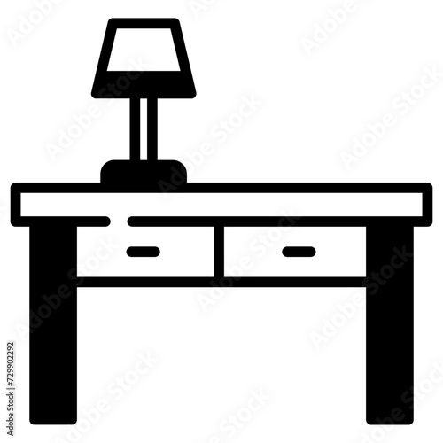 Desk glyph and line vector illustration