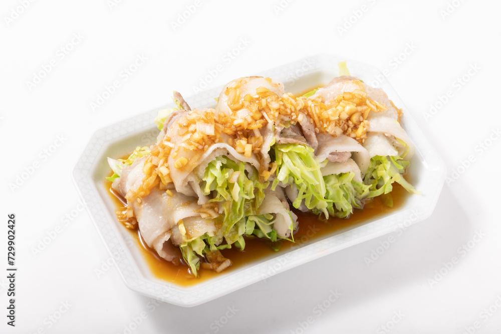 豚巻きキャベツのレンジ蒸し(ネギだれ) 豚巻きキャベツのレンジ蒸し(ネギだれ)