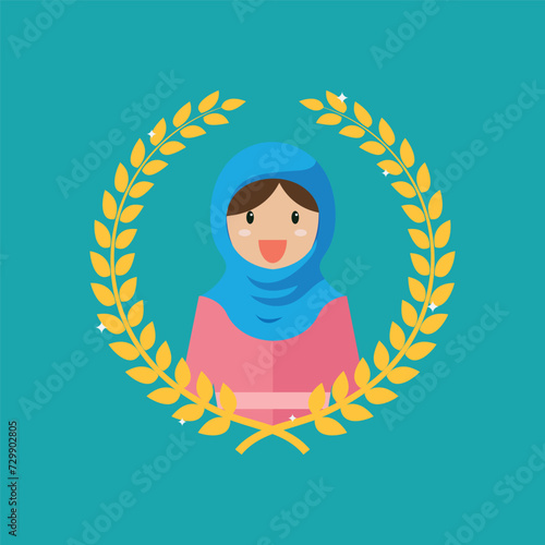 Honor muslim woman with golden wreath
