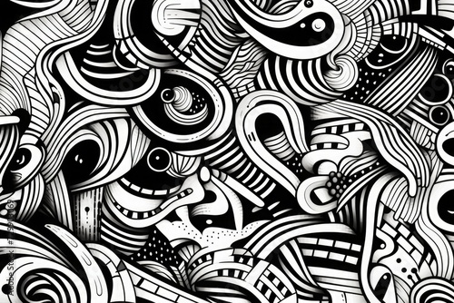 Doodle drawings black and white