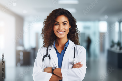 Confident female Doctor with Stethoscope. AI Generative. © martinez80