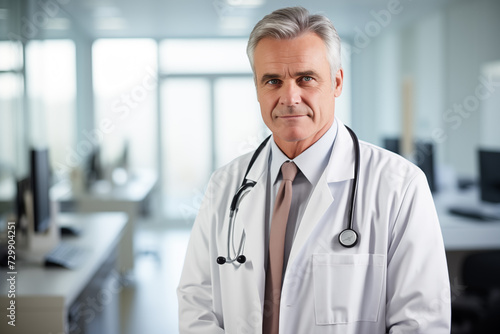 Confident Male Doctor with Stethoscope. AI Generative.